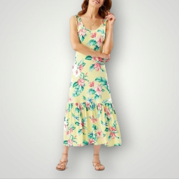 TOMMY Bahama Dress Womens XS Floristic Approach Midi Sleeveless - Picture 1 of 10